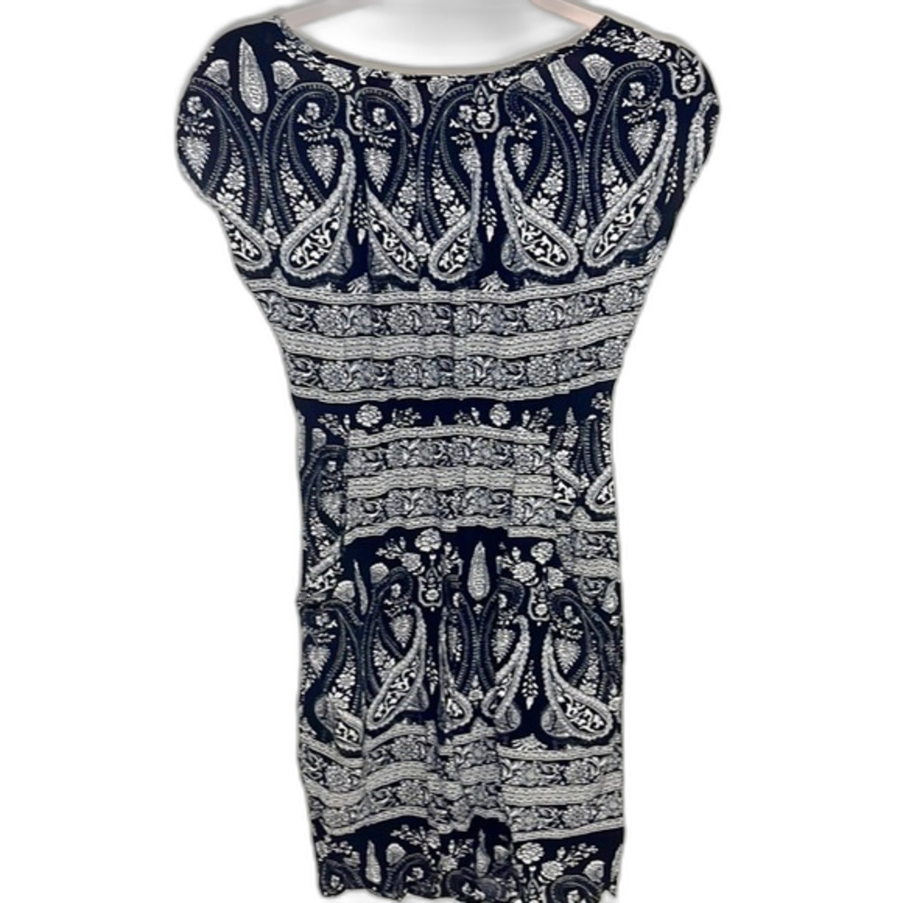 Papaya Paisley Floral Print Above Knee Dress Navy Blue Size Small